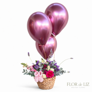 Kit Maternidade com Balões e Sapatinho em Cestaria